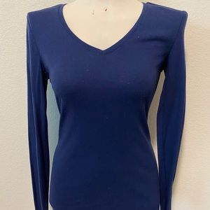 Navy Blue Long Sleeves Top